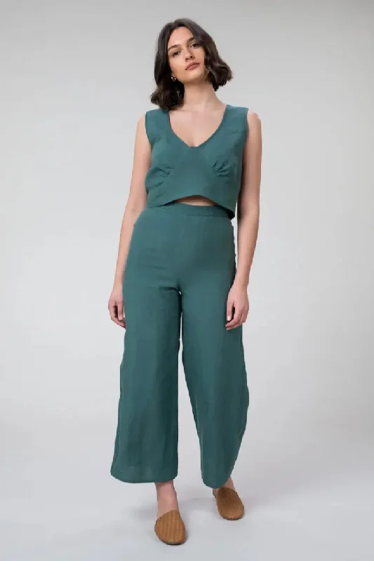 Emma linen pants in jade by Wilga Clothing Classic Stretch Pants
