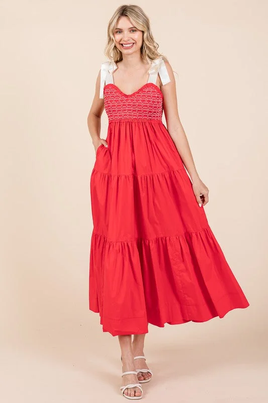 Ribbon Strap Tiered Maxi Dress Chic Summer Maxi Dress