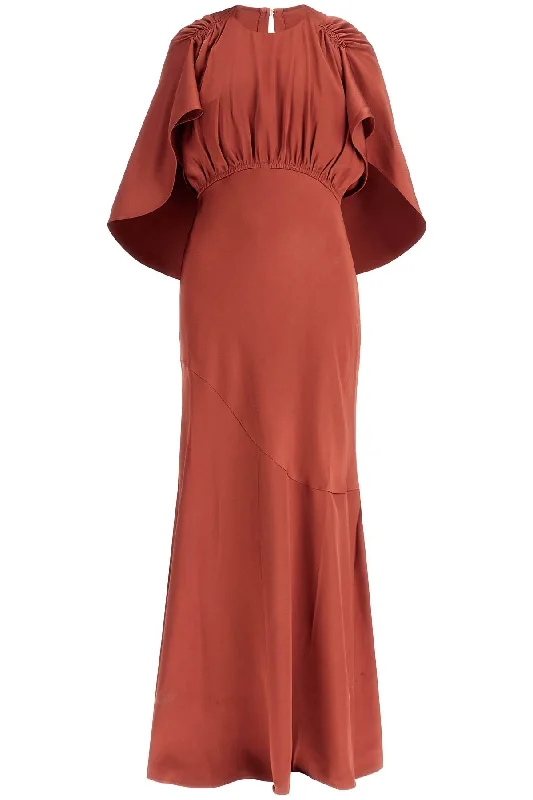 Maxi Dress Eden With Cape Sleeves  - Red Fashionable Chiffon Maxi Dress