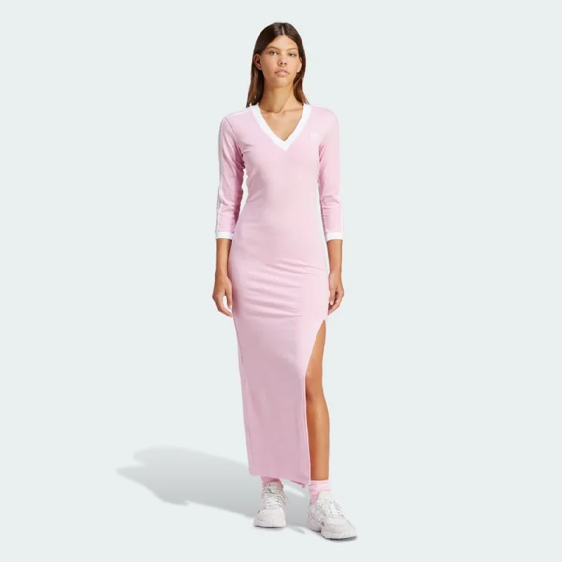 Adidas Women's "Adicolor" 3 Stripes Maxi Dress - Pink Elegant Floral Maxi Dress