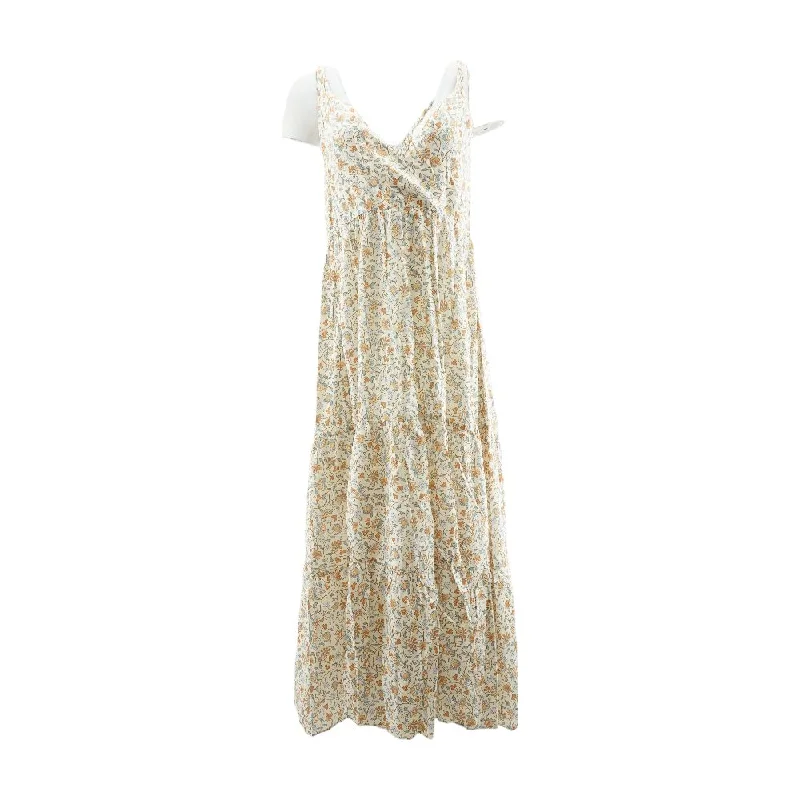 Beige Floral Maxi Dress Cozy Spaghetti Strap Maxi Dress