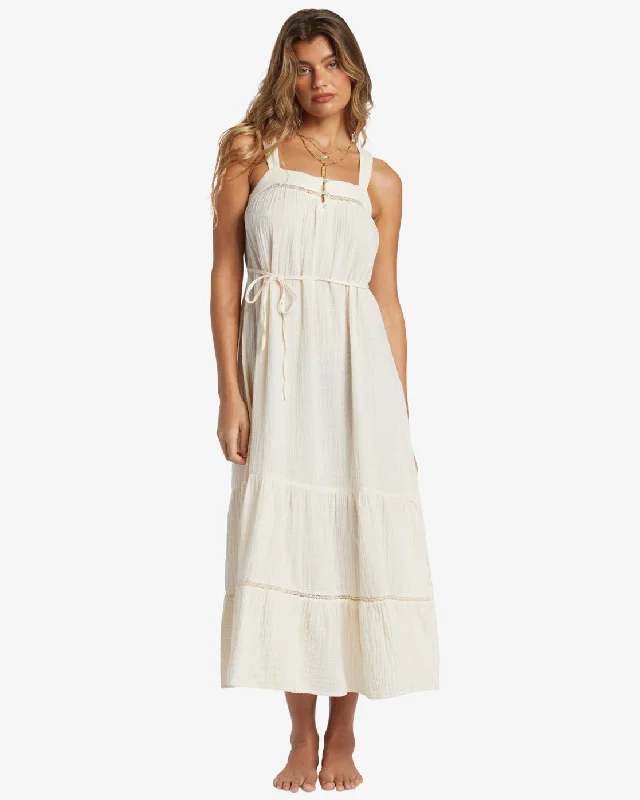 Billabong Summers End Maxi Dress - Sum24 Stylish Pleated A-Line Maxi Dress