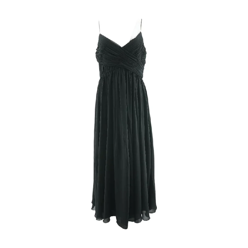 Black Solid Maxi Dress Cozy Spaghetti Strap Maxi Dress
