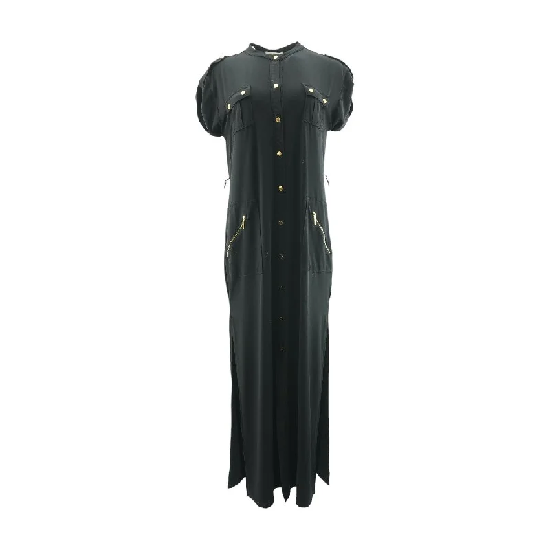 Black Solid Maxi Dress Elegant Maxi Dress with Ruffles