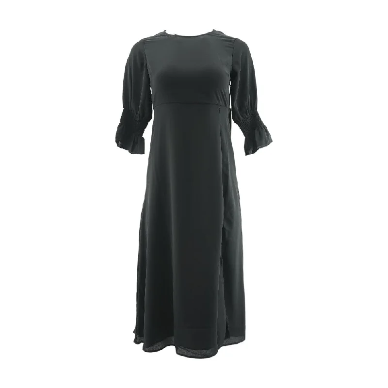 Black Solid Maxi Dress Trendy Ruffled Maxi Dress