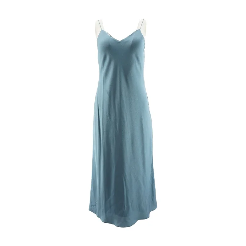 Blue Solid Maxi Dress Chic Summer Maxi Dress
