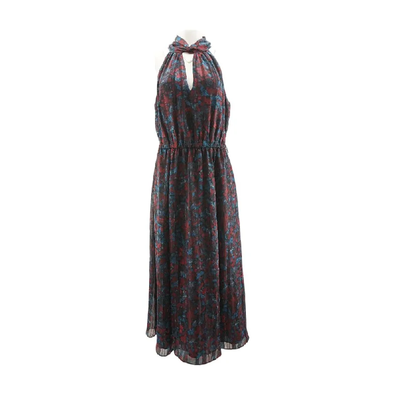 Burgundy Floral Maxi Dress Fashionable Chiffon Tiered Maxi Dress