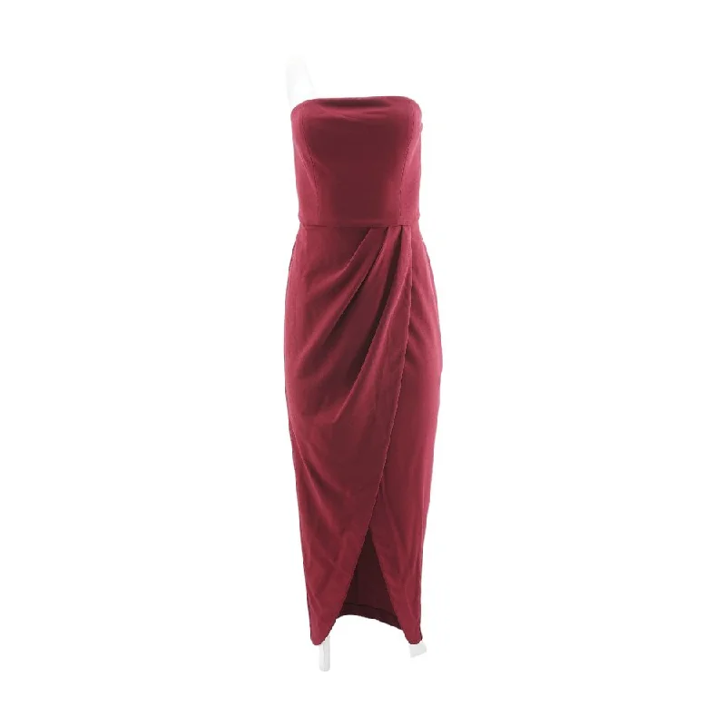 Burgundy Solid Maxi Dress Trendy Short Sleeve Maxi Dress