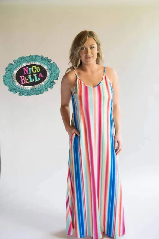 Cabana Spaghetti Strap Stripe Maxi Dress Classic Strapless Maxi Dress