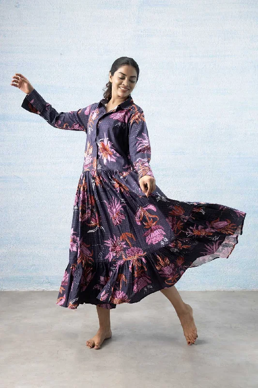 Crown Imperial Maxi Dress (Dangling Purples) Fashionable Chiffon Maxi Dress