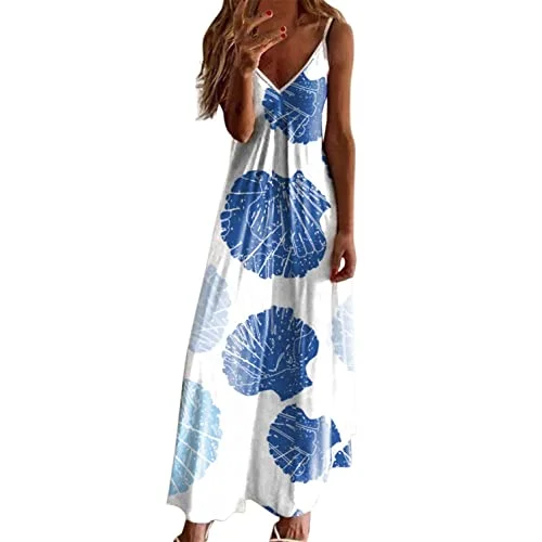 Dresses for Women Casual, Women's Gradient V Neck Long Maxi Dress Sleeveless Plus Size Summer Party Cami Long Dress | Original Brand Stylish Boho Chic Maxi Dress