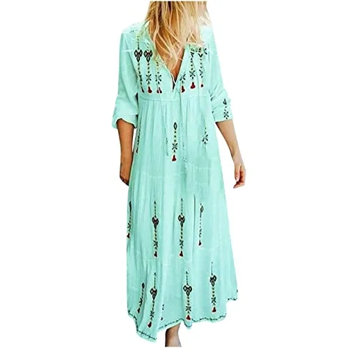 Dresses for Women Plus Size Maxi Dress Long Sleeve Floral Printed Dress Casual Loose V-Neck Maxi Long Dresses | Original Brand Comfortable T-Shirt Maxi Dress Dresses for Women Plus Size Maxi Dress Long Sleeve Floral Printed Dress Casual Loose V-Neck Maxi Long Dresses | Original Brand Comfortable T-Shirt Maxi Dress