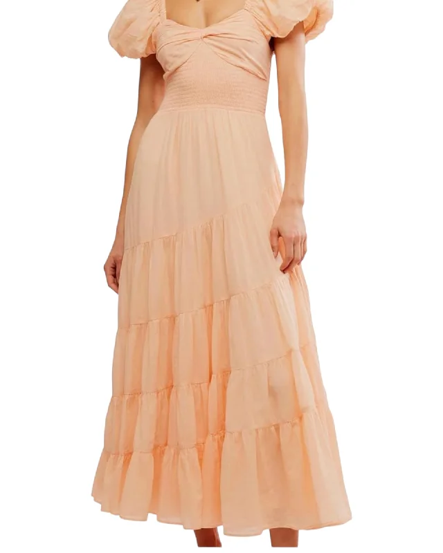 Free People Sundrenched Maxi Dress Almost Apricot Fashionable Chiffon Tiered Maxi Dress