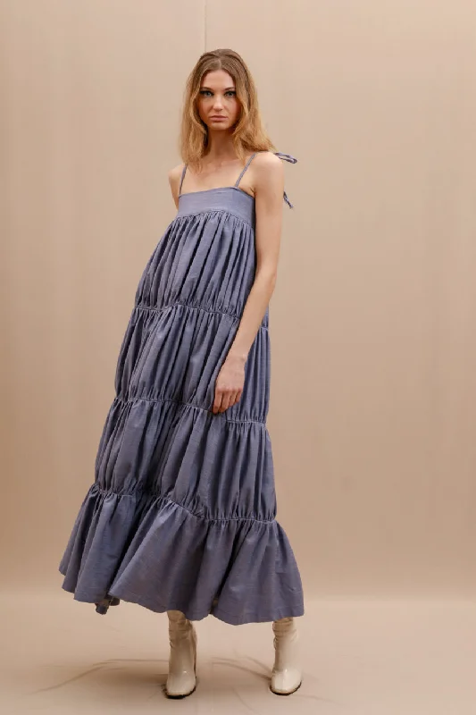 GAD MAXI DRESS DENIM BLUE | THE JERKINS Cozy Maxi Dress with Slit
