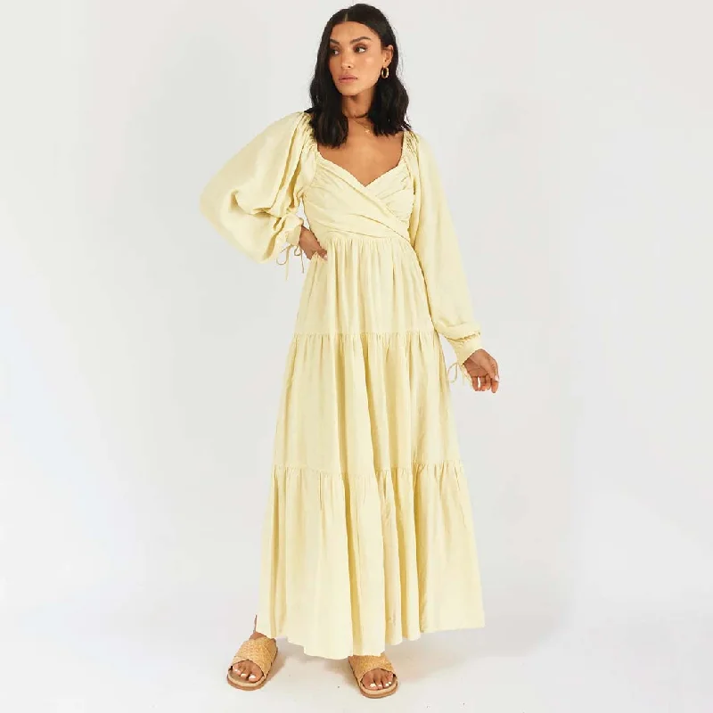 EDWINA MAXI DRESS - BUTTER Elegant Silk Maxi Dress
