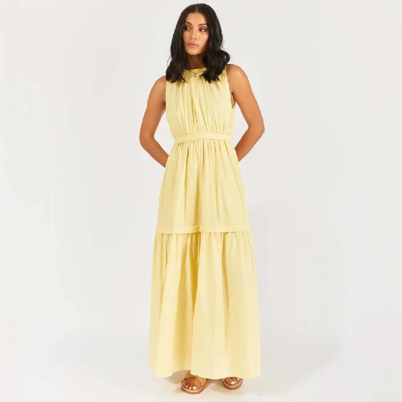 ORLANDO MAXI DRESS - LEMON Comfortable Cotton Maxi Dress
