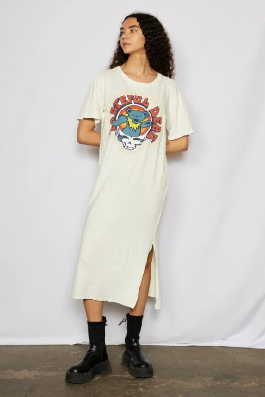 Grateful Dead Bear Maxi Dress Fashionable Off-Shoulder Maxi Dress