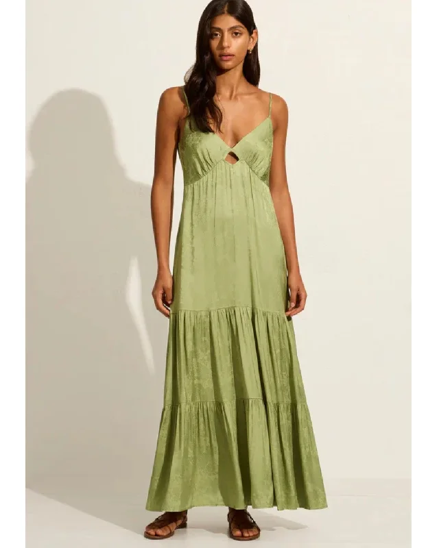 Haisley Maxi Dress Sage Trendy Off-Shoulder Ruffle Maxi Dress