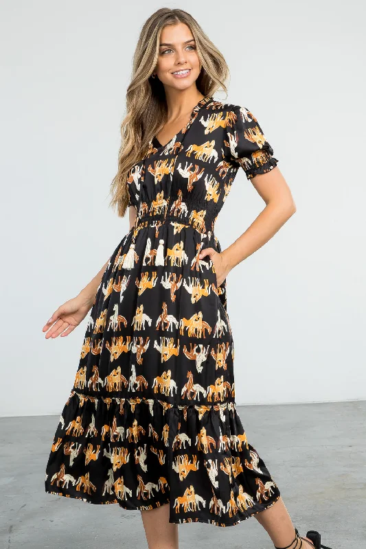 Hanna Horses Print Maxi Dress Fashionable Sleeveless Maxi Dress