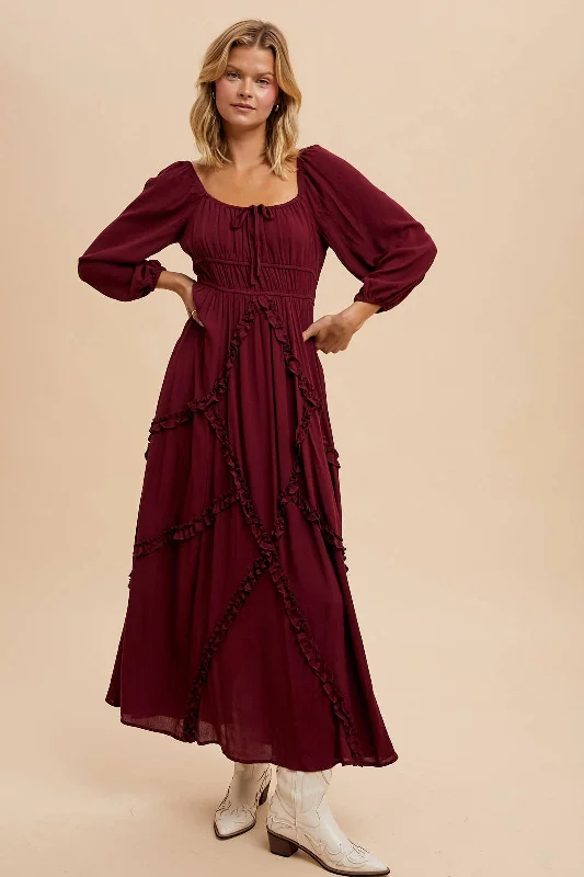 Intricate Ruffle Maxi Dress Classic Black Maxi Dress