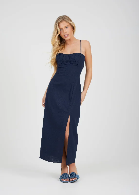 LINEN MIX MAXI DRESS WITH SWEETHEART NECKLINE & BUTTON DETAIL Elegant Floral Maxi Dress LINEN MIX MAXI DRESS WITH SWEETHEART NECKLINE & BUTTON DETAIL Elegant Floral Maxi Dress