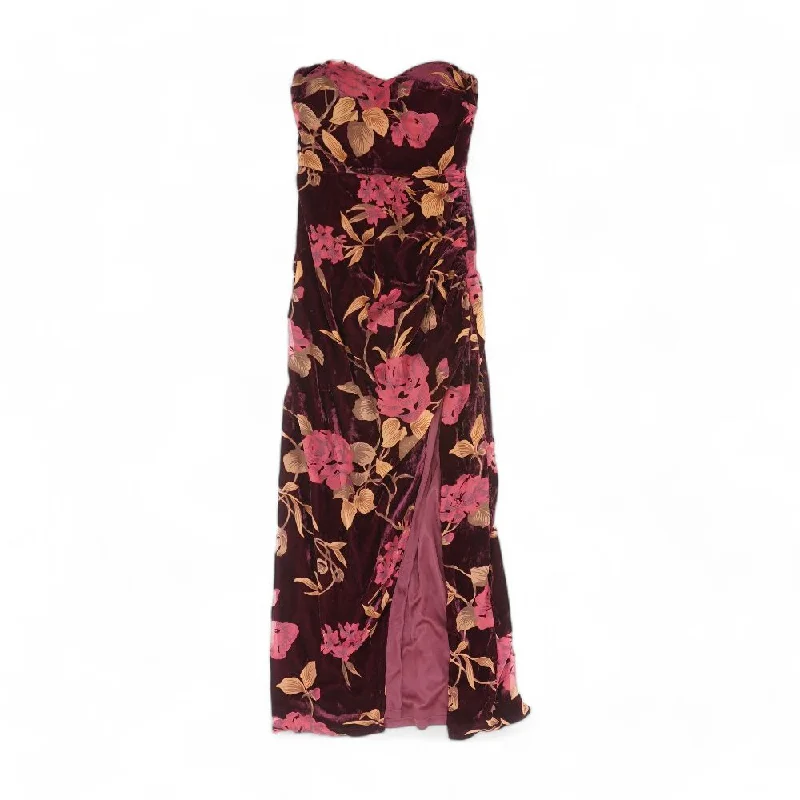 Maroon Floral Maxi Dress Elegant Wraparound Maxi Dress