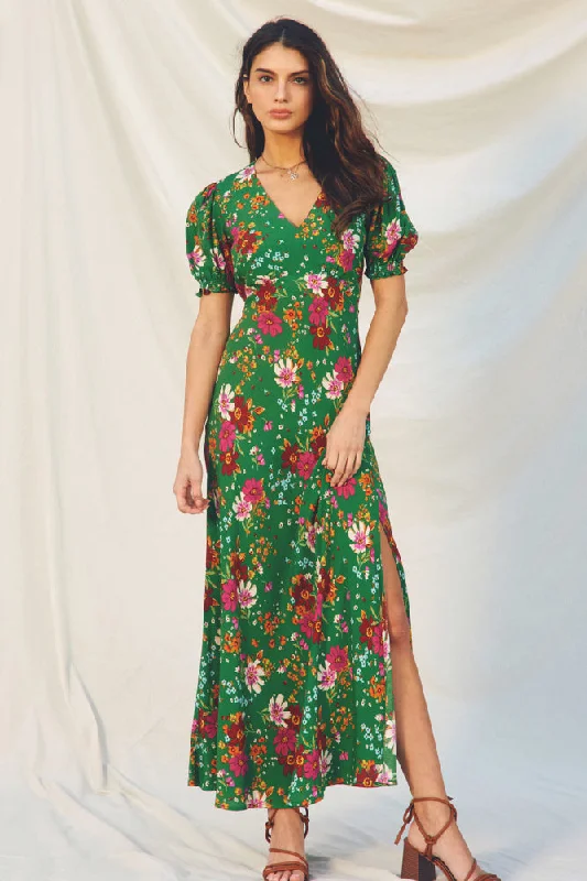 Spring Fling Surplice Babydoll Maxi Dress Comfortable Pleated Maxi Dress