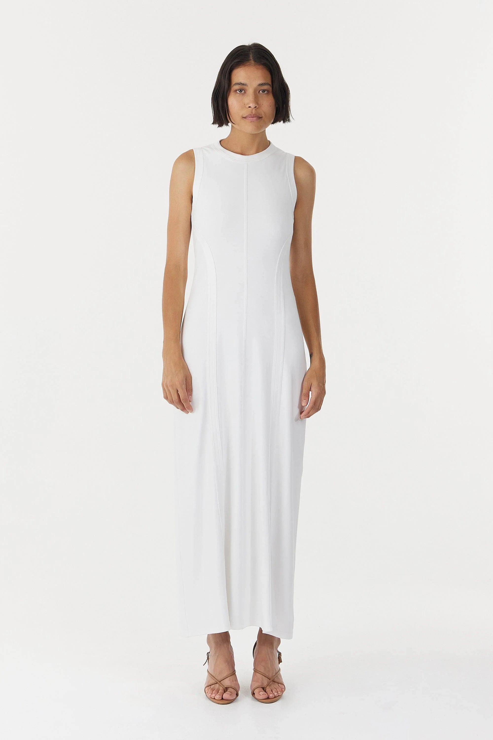 Momentum Open Back Maxi Dress - White Classic V-Neck Maxi Dress