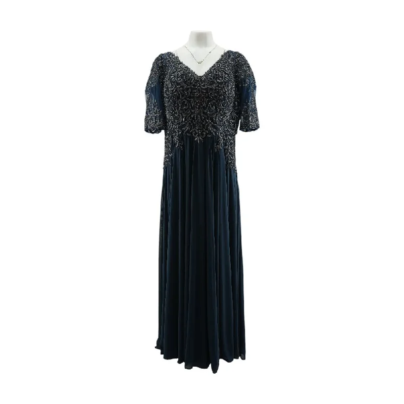 Navy Solid Maxi Dress Trendy Maxi Dress with Lace