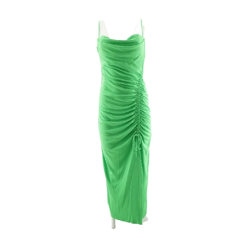 Neon Green Solid Maxi Dress Elegant Tiered Maxi Dress