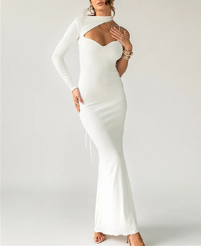 Solid Color Maxi Dress Summer Clother For Women Elegent Halter Dissymmetry Collar Hollow-out Dresses Streetwear Party Fashionable Maxi Dress with Fringe Solid Color Maxi Dress Summer Clother For Women Elegent Halter Dissymmetry Collar Hollow-out Dresses Streetwear Party Fashionable Maxi Dress with Fringe
