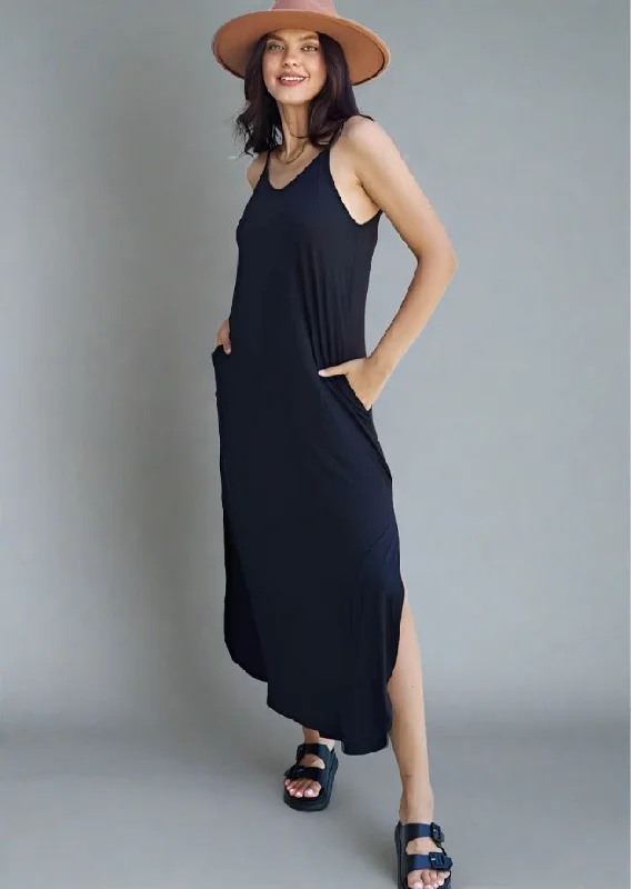 Ninexis Good Energy Cami Side Slit Maxi Dress Trendy Floral Print Maxi Dress