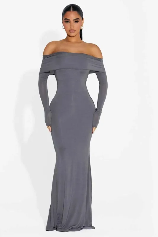 Off My Shoulders Maxi Dress Trendy Off-Shoulder Ruffle Maxi Dress