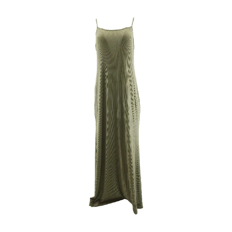 Olive Solid Maxi Dress Comfortable Ruffle Hem Maxi Dress