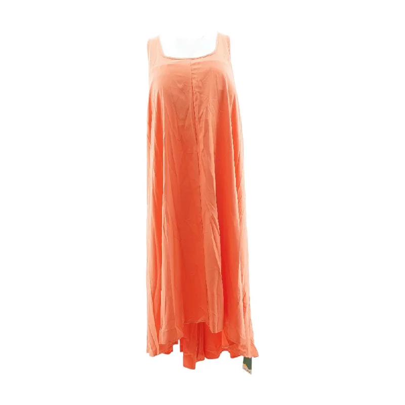 Orange Solid Maxi Dress Elegant Maxi Dress with Pockets