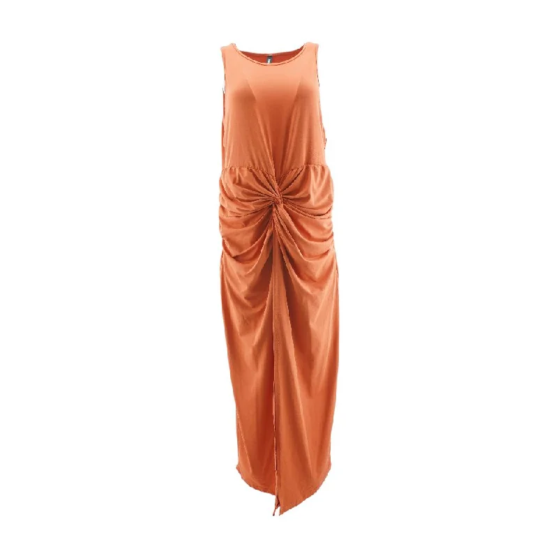 Orange Solid Maxi Dress Cozy Ribbed Maxi Dress