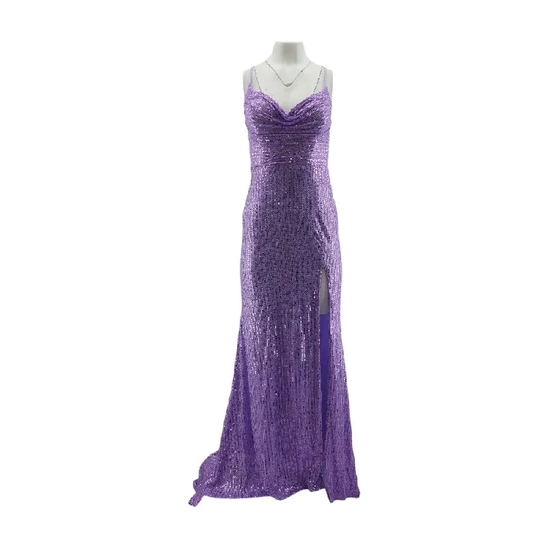 Purple Solid Maxi Dress Elegant Wraparound Maxi Dress