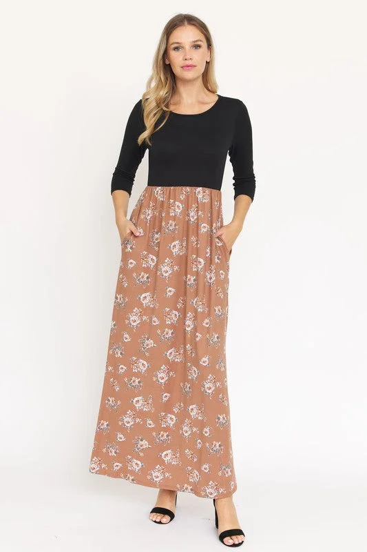 Quarter Sleeve Floral Maxi Dress Elegant Lace Maxi Dress