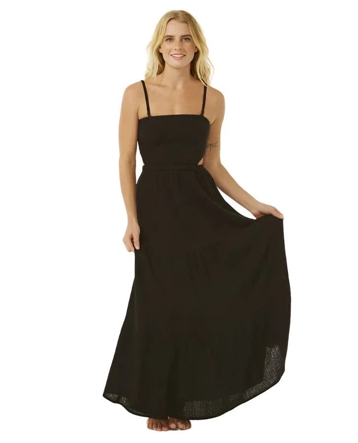 RIP CURL Women's Premium Surf Maxi Dress Black Comfortable Flowy Maxi Dress