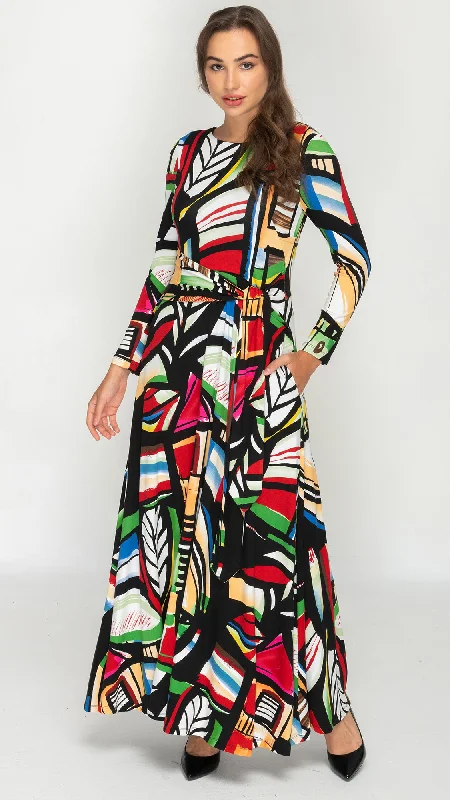 Side Tie Maxi Dress - Multi Color Fashionable Asymmetrical Maxi Dress