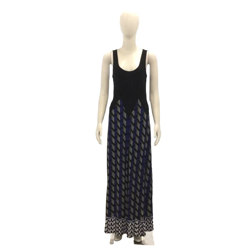 STITCH BLACK/BLUE MAXI DRESS - M Stylish One-Shoulder Maxi Dress