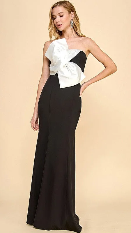 Strapless Maxi Dress With White Big Bow Detail Comfortable Casual Maxi Dress