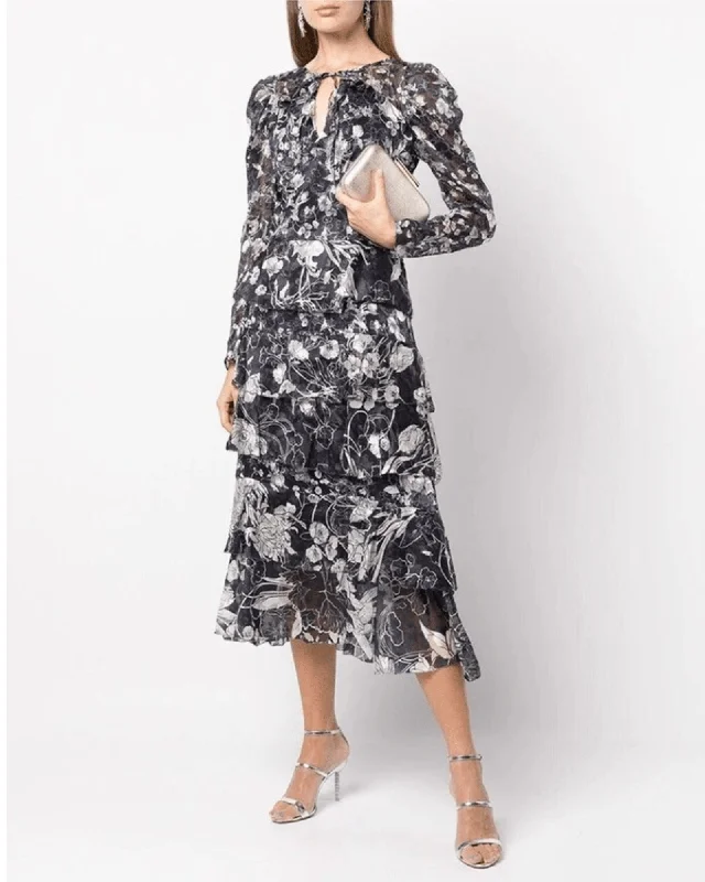 Tiered Ruffle Chiffon Maxi Dress Cozy Cold-Shoulder Maxi Dress