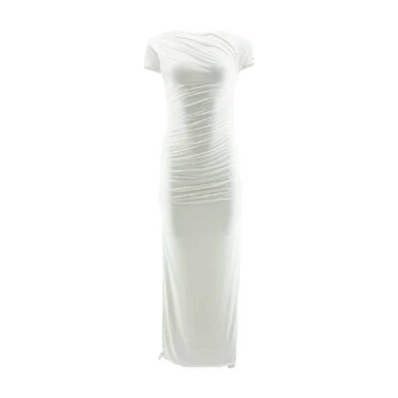 White Solid Maxi Dress Trendy Maxi Dress with Lace