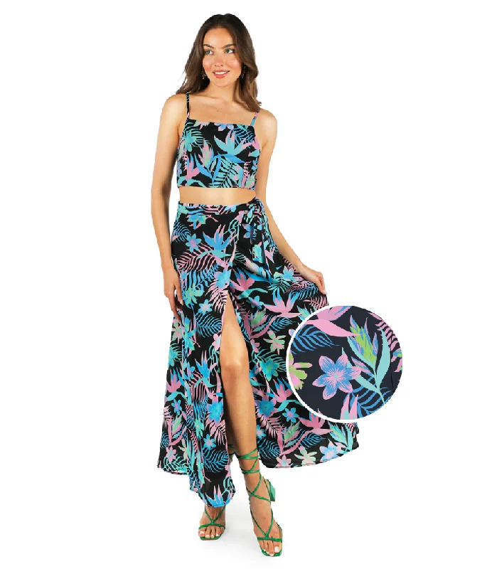 Fluorescent Foliage 2-Piece Maxi Dress Fashionable Layered Maxi Dress