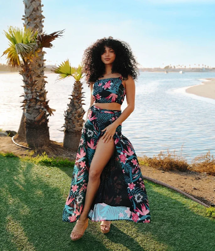 Breezy Botanics 2-Piece Maxi Dress Chic Sleeveless Maxi Dress