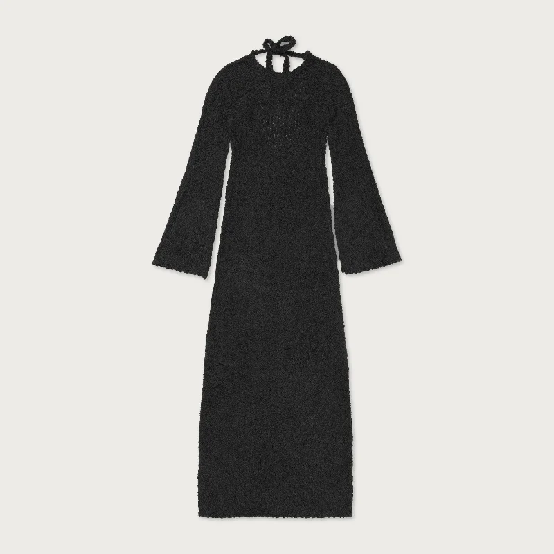 Womens L/S Knit Maxi Dress - Black Chic Summer Maxi Dress