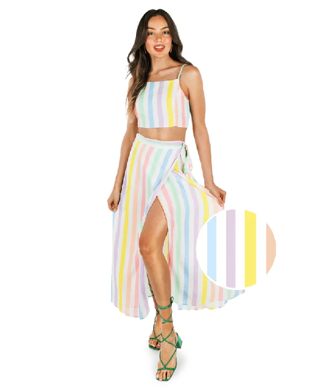 Pastel Pigment 2-Piece Maxi Dress Trendy Button Front Maxi Dress