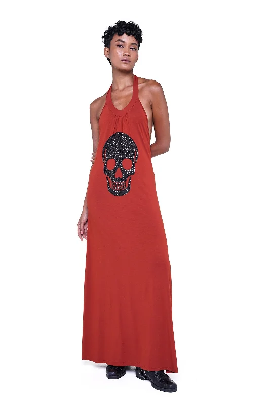 YASMIN HALTER BACKLESS MAXI DRESS - DUSTY Comfortable Bohemian Maxi Dress