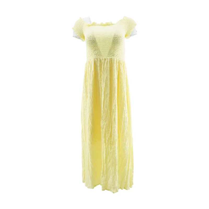 Yellow Solid Maxi Dress Comfortable Cotton Maxi Dress